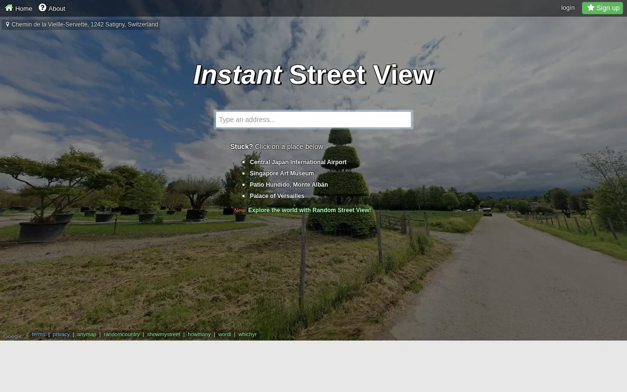 Instant Street View homepage screenshot