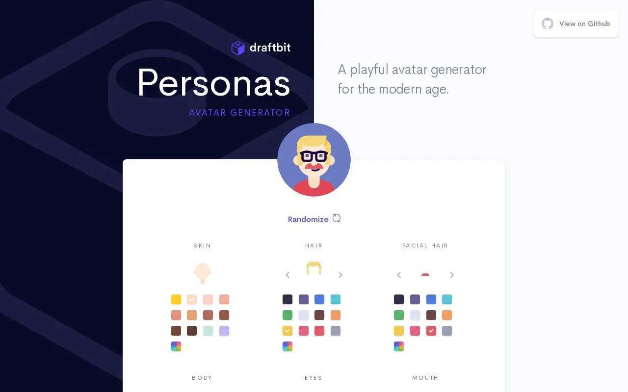 Personas homepage screenshot