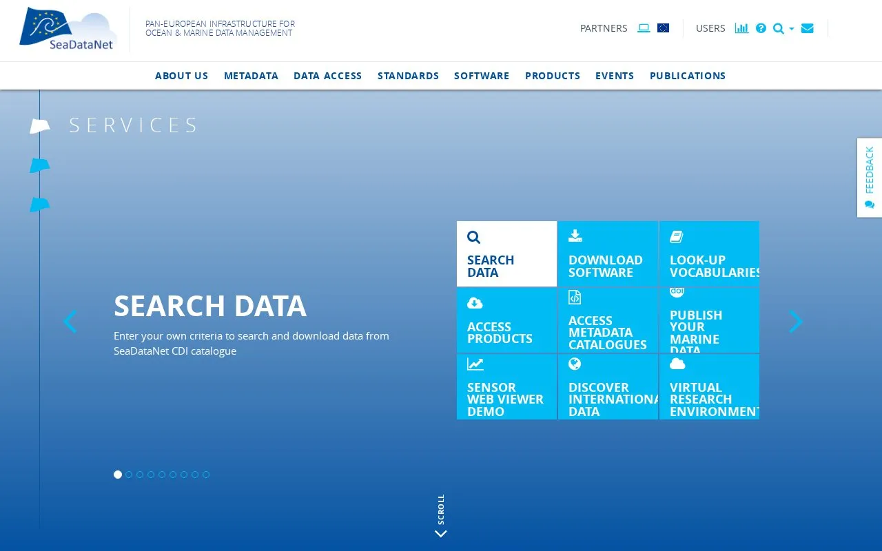 SeaDataNet homepage screenshot