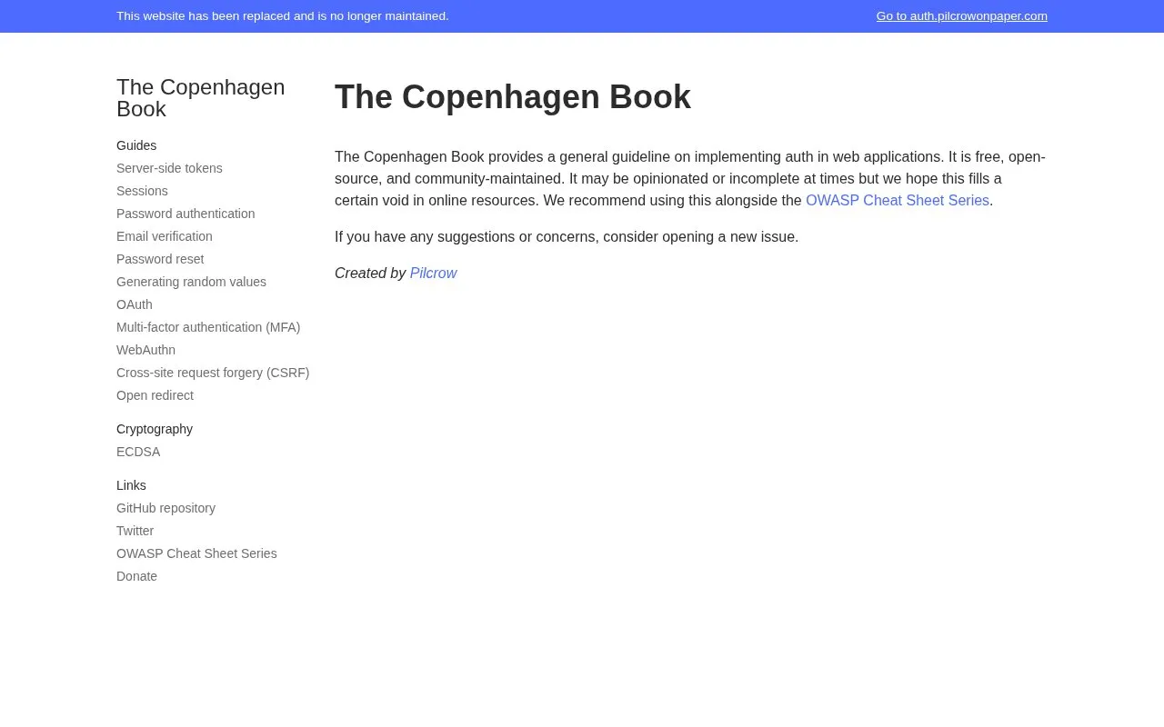 The Copenhagen Book homepage screenshot