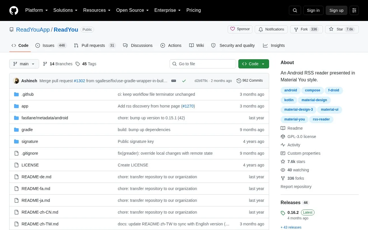 ReadYou homepage screenshot
