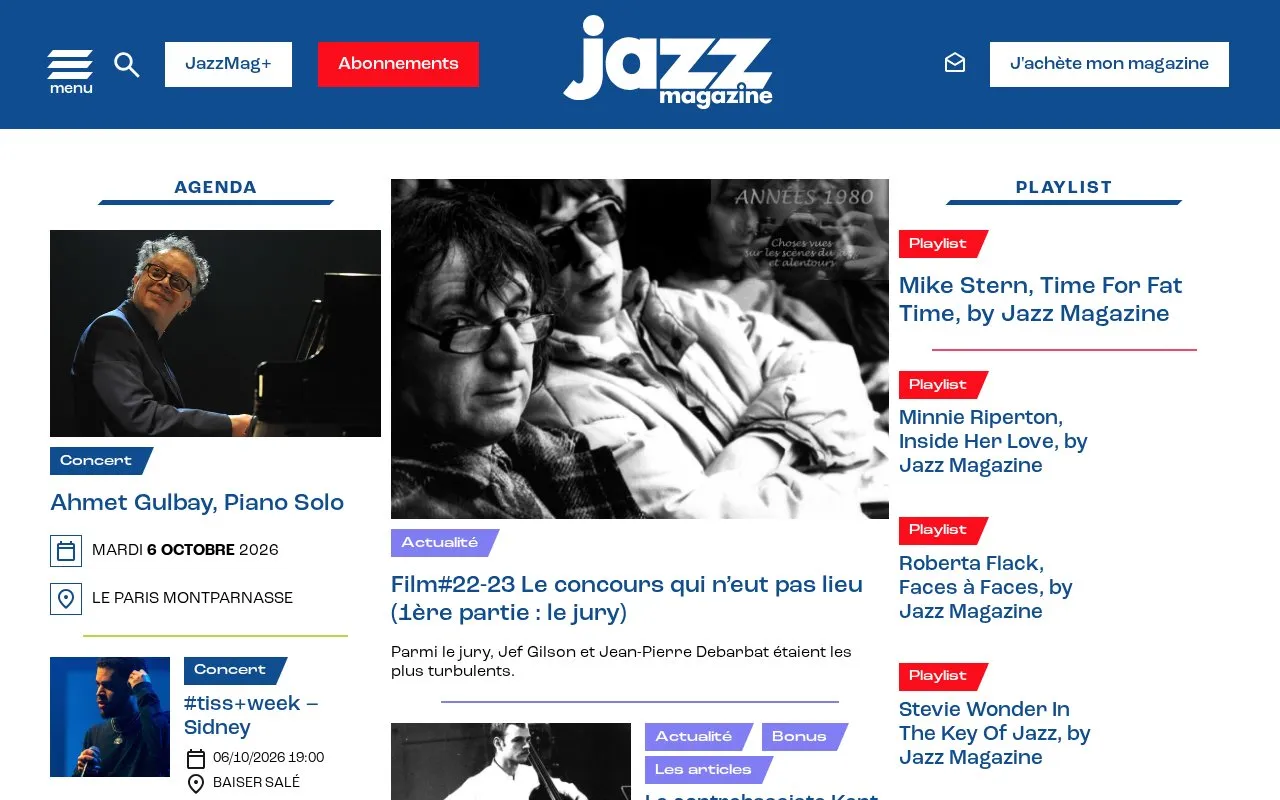 Jazz Magazine homepage screenshot