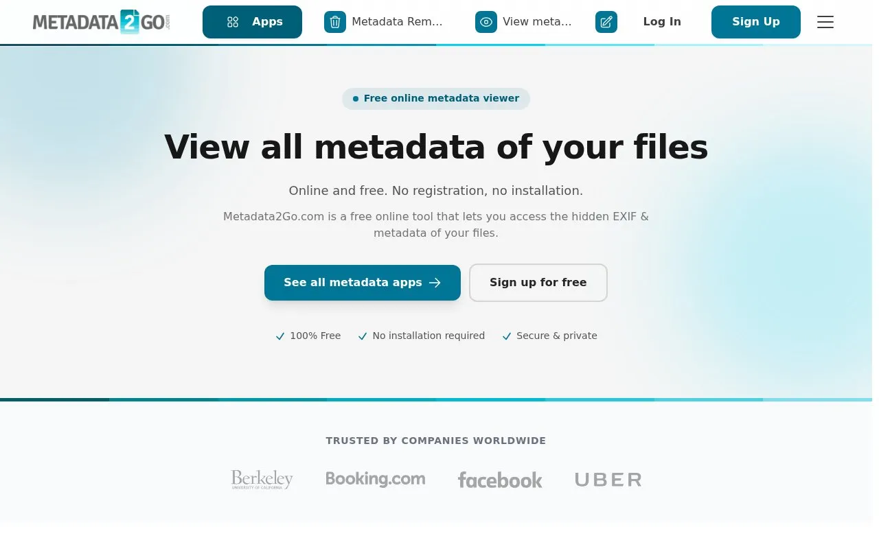 Metadata2Go homepage screenshot