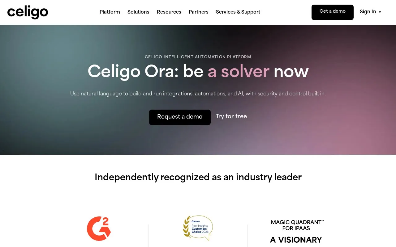Celigo homepage screenshot