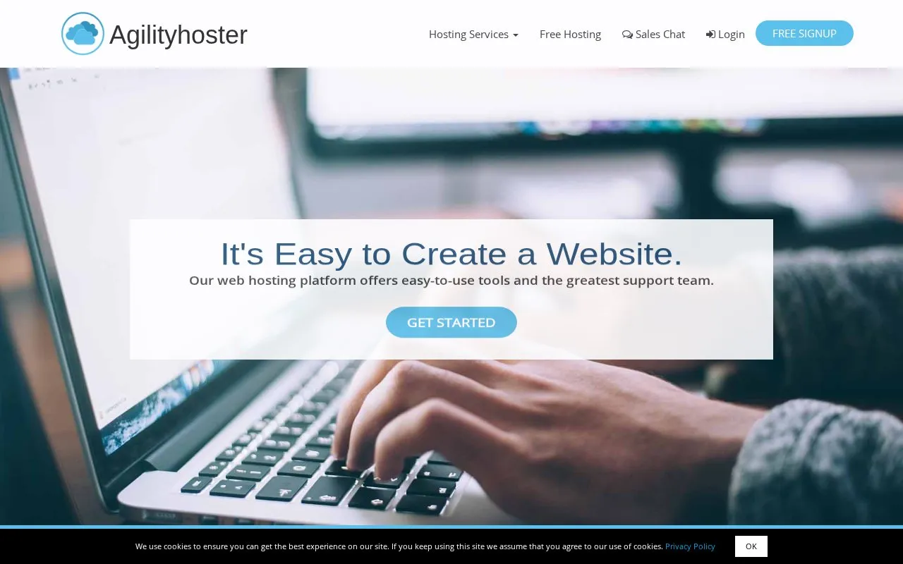 Agilityhoster.com homepage screenshot