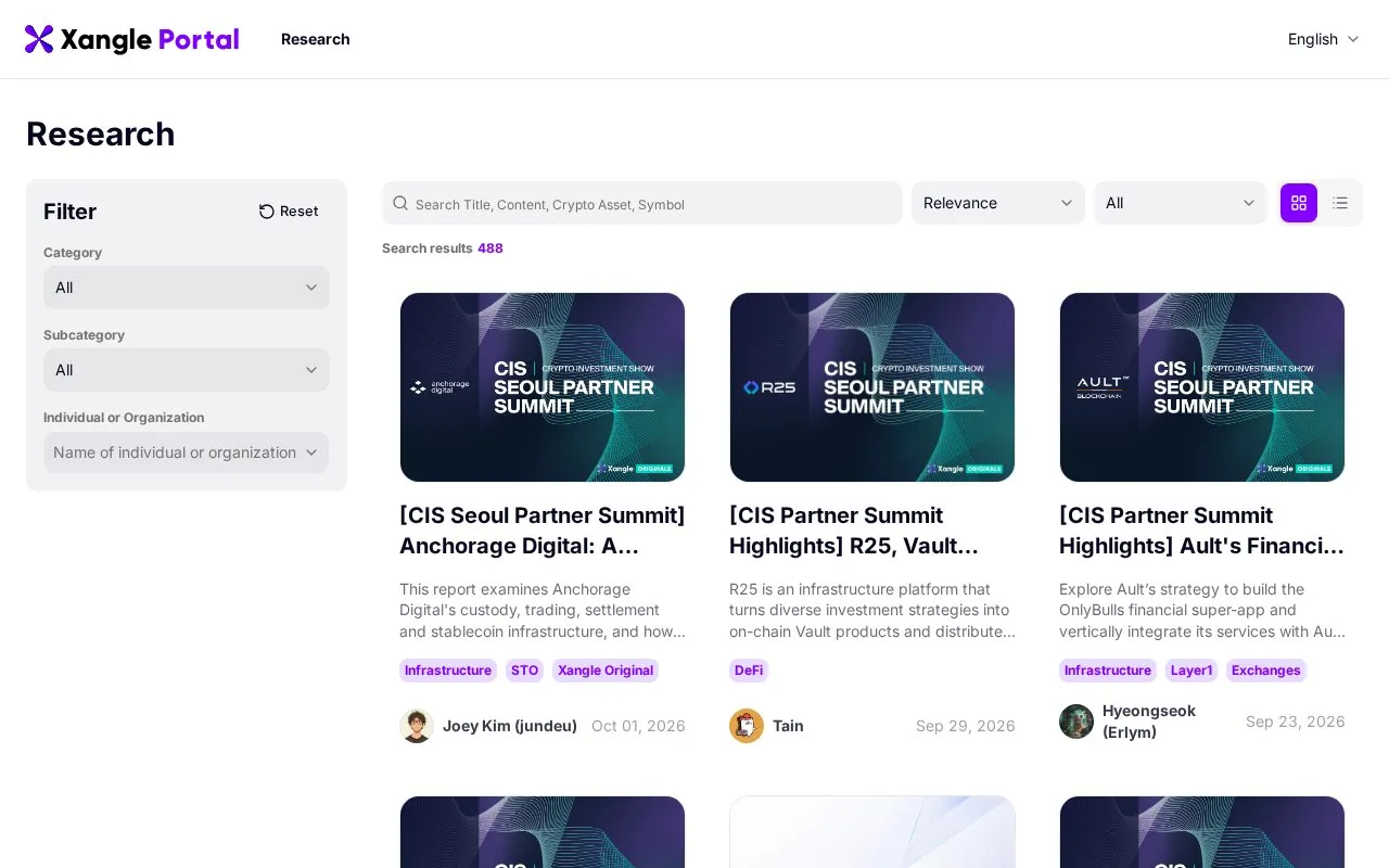 Xangle homepage screenshot