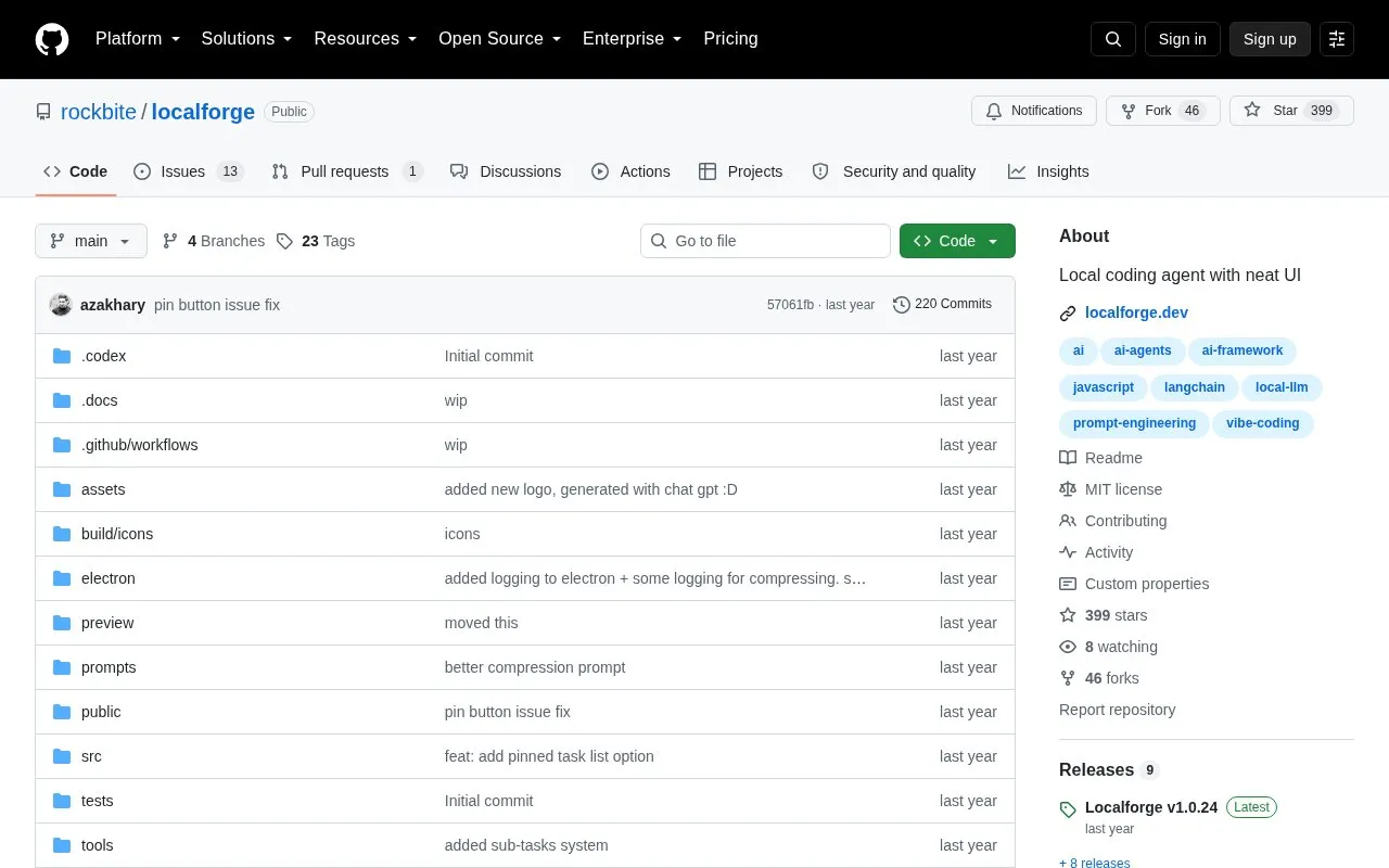 Localforge homepage screenshot