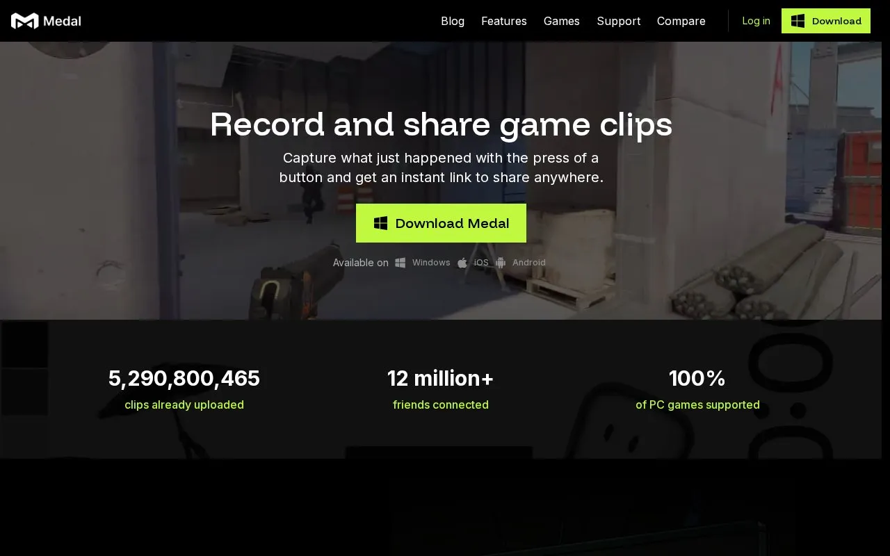 Medal homepage screenshot