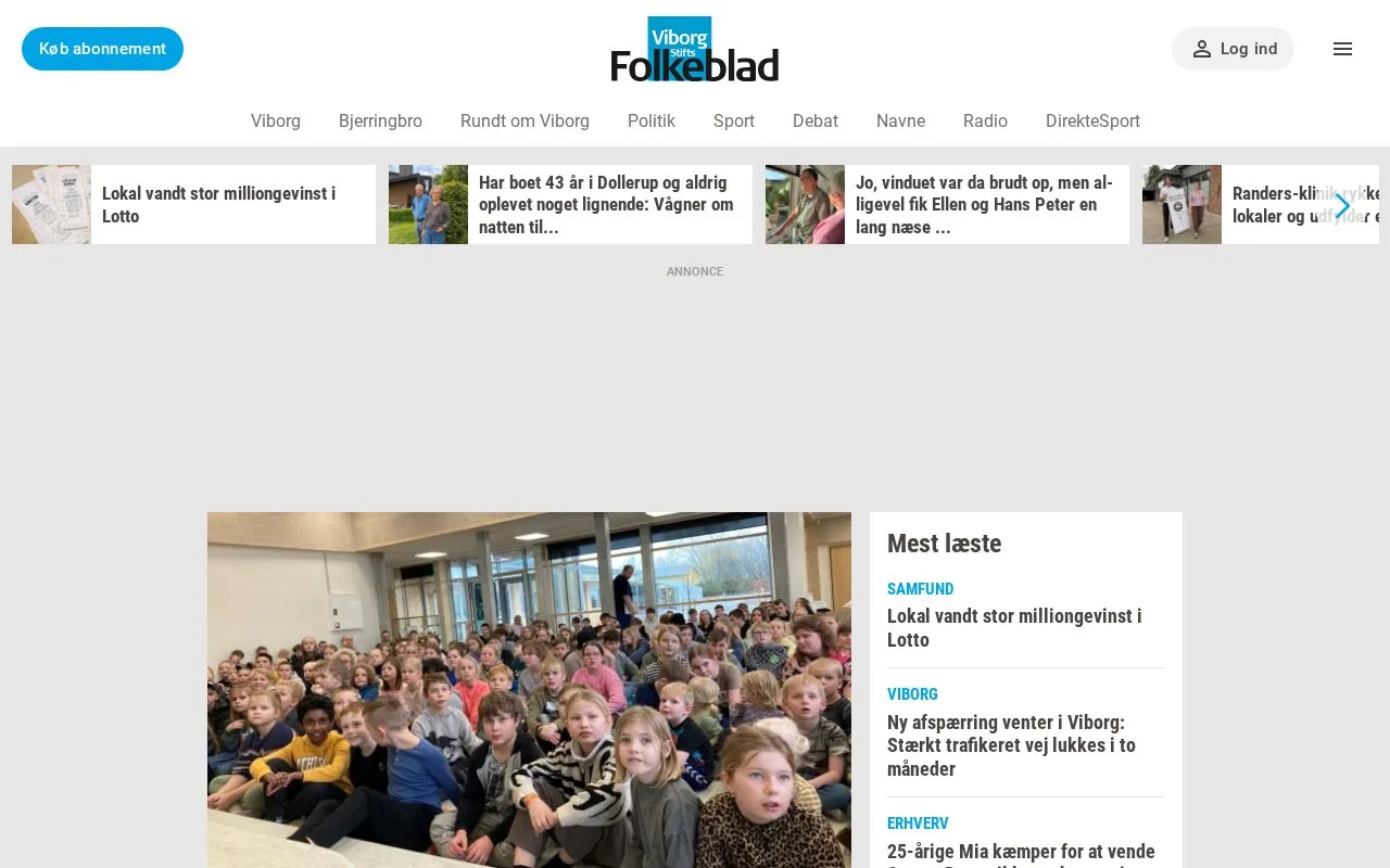 Viborg Stifts Folkeblad homepage screenshot