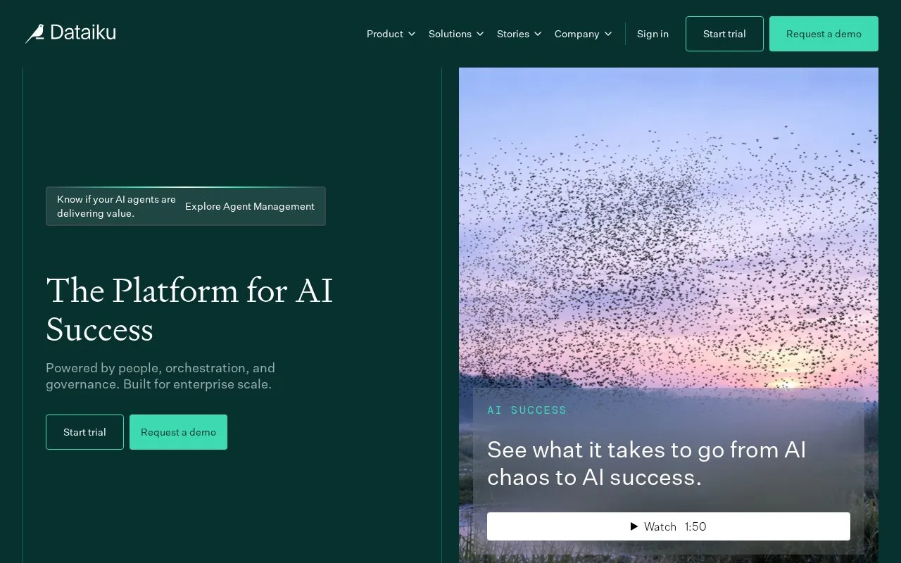 Dataiku homepage screenshot
