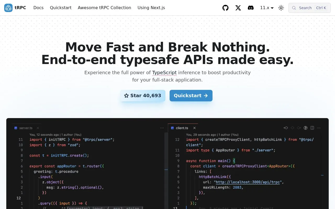 tRPC homepage screenshot
