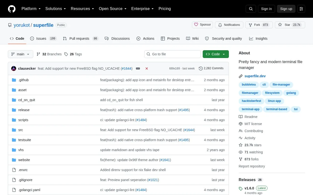 Superfile homepage screenshot