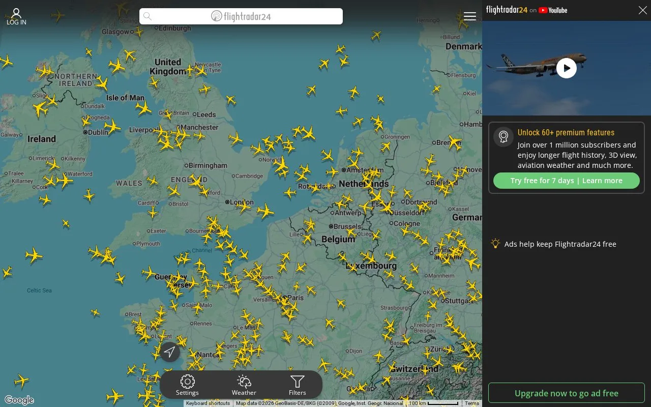 Flightradar24 homepage screenshot