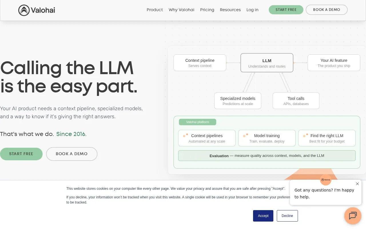 Valohai homepage screenshot