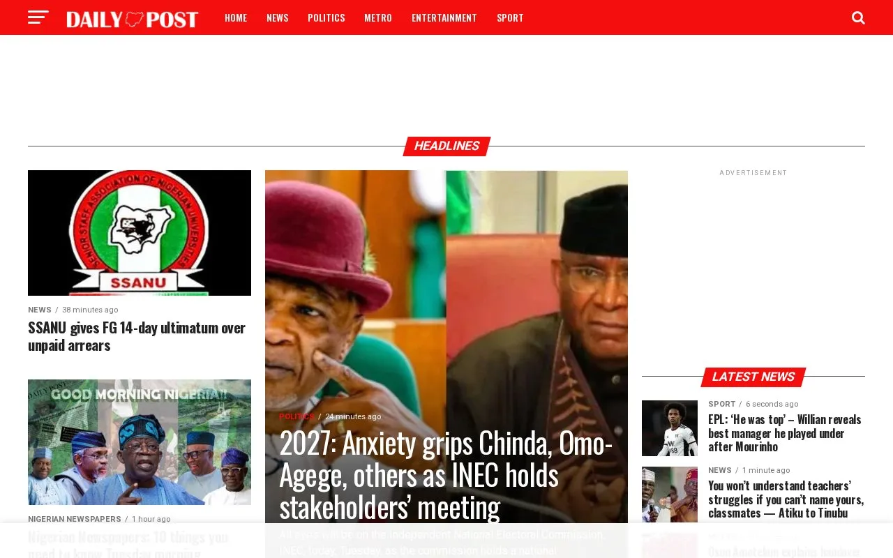 Daily Post homepage screenshot