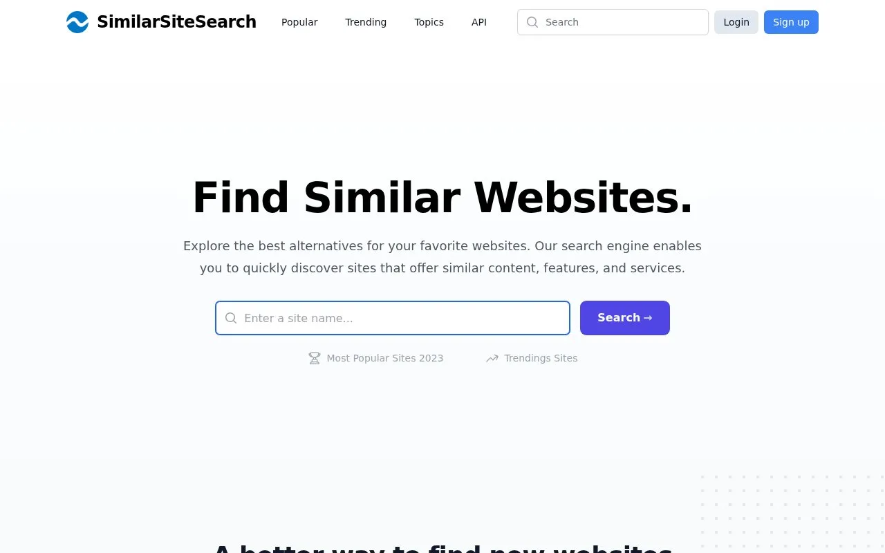 SimilarSiteSearch homepage screenshot