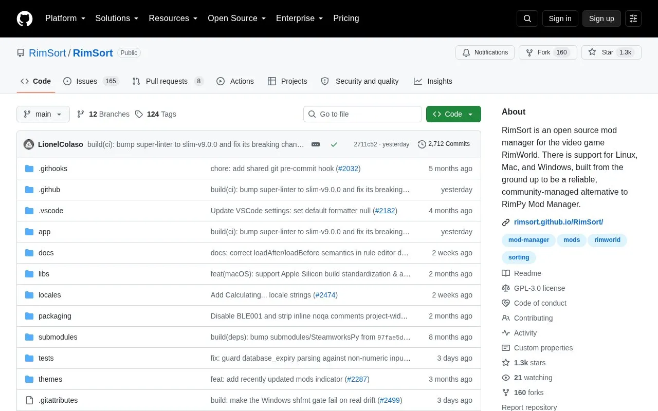 Rim Sort homepage screenshot