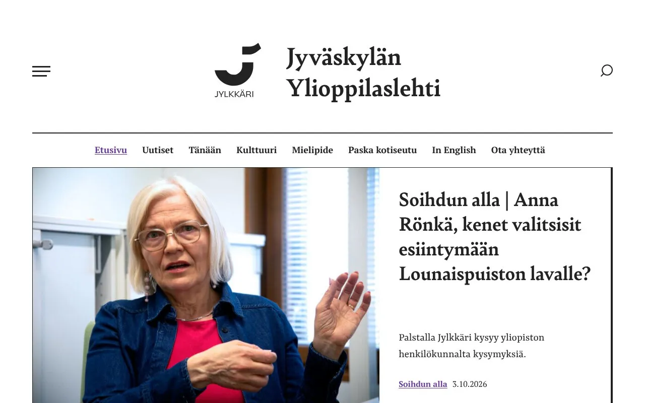 Jyväskylän Ylioppilaslehti homepage screenshot