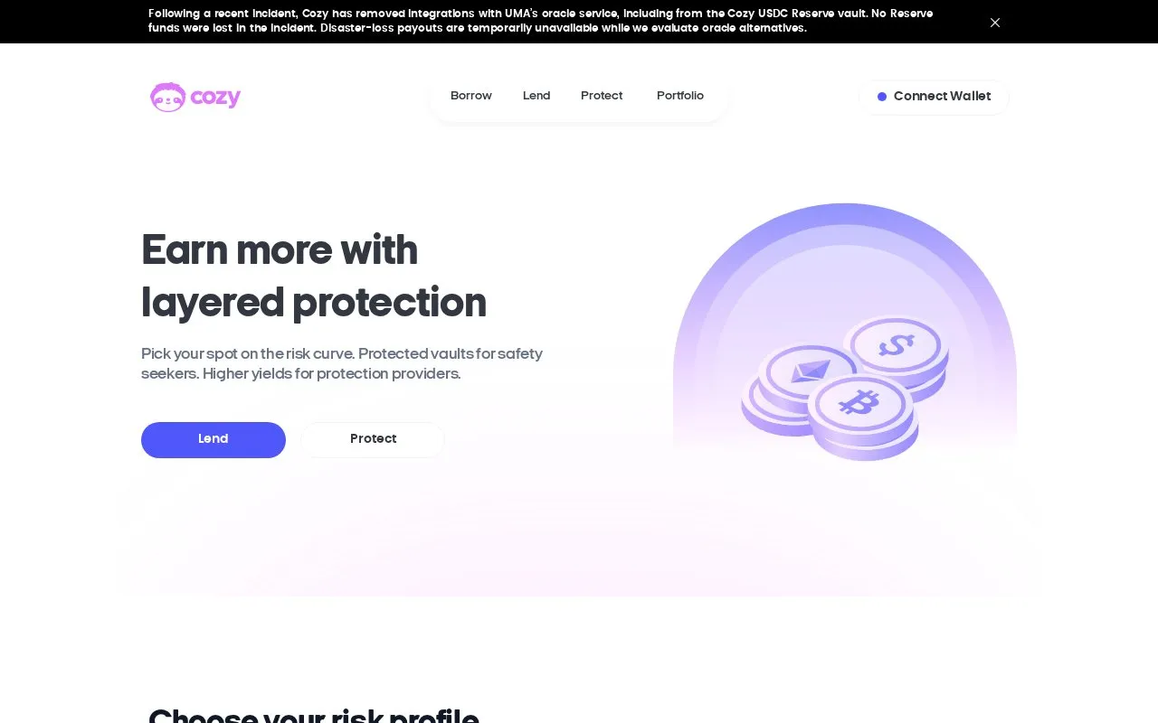 Cozy Earn homepage screenshot