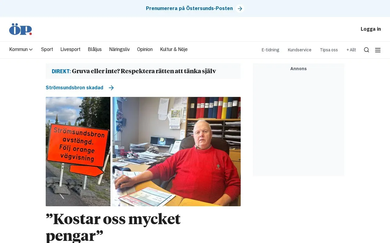 Östersunds-Posten homepage screenshot