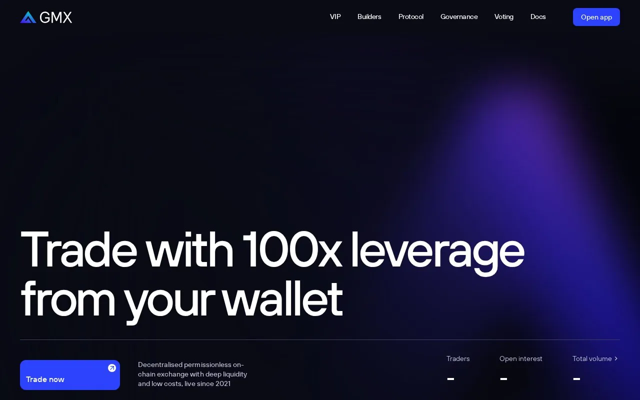 GMX V2 Perps homepage screenshot