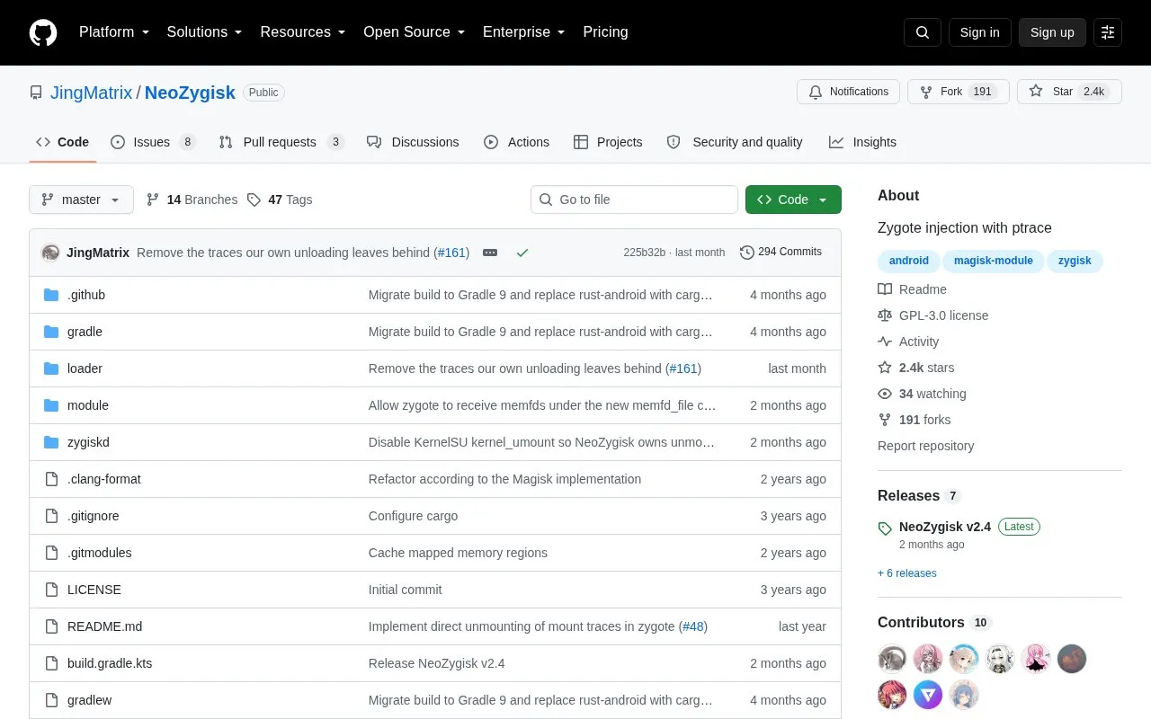 NeoZygisk homepage screenshot