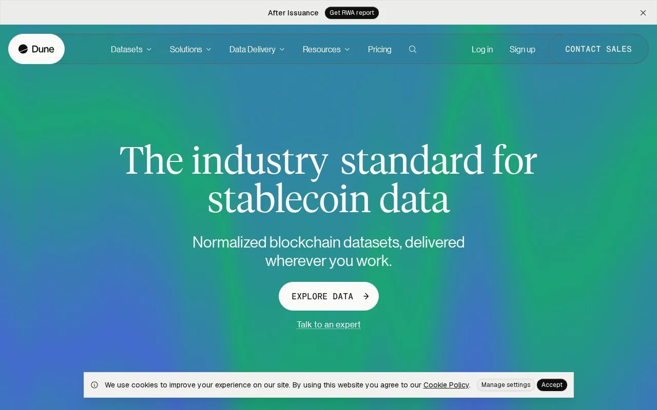 Dune homepage screenshot