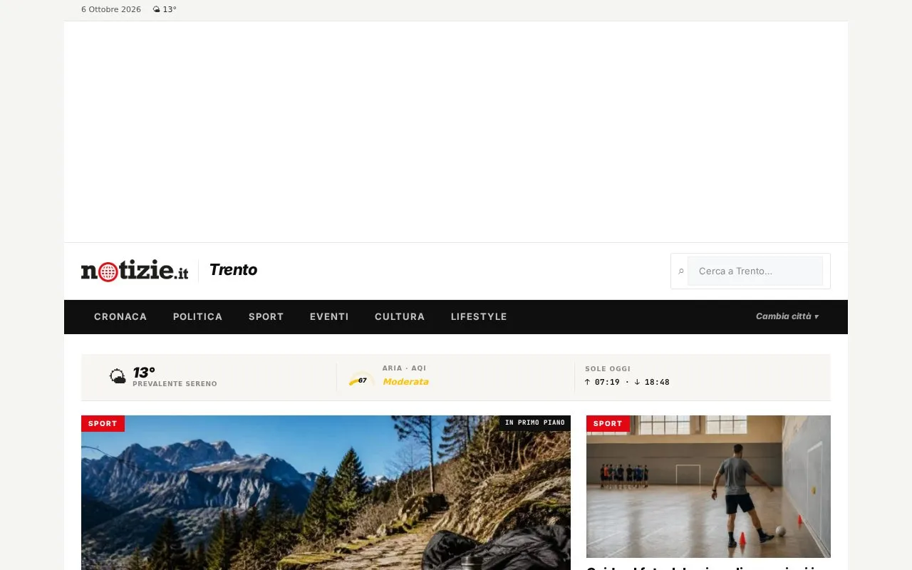 notizie.it · Trento homepage screenshot