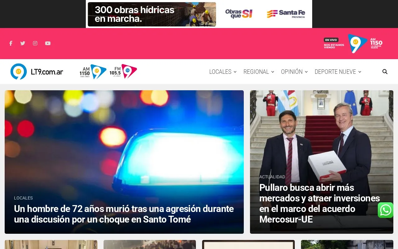 LT9 Brigadier López radio homepage screenshot