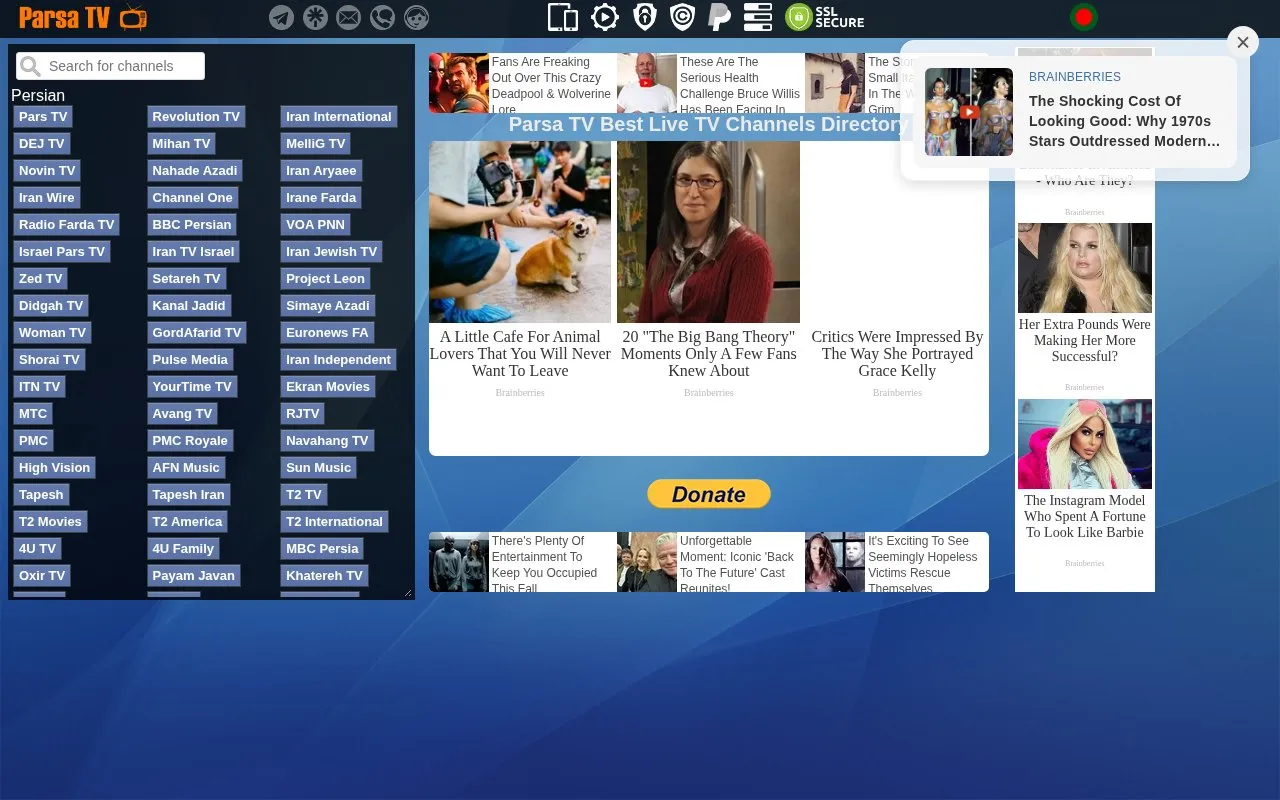 ParsaTV homepage screenshot