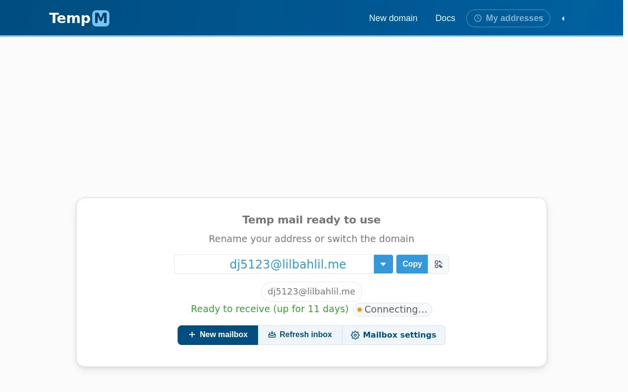 TempM homepage screenshot