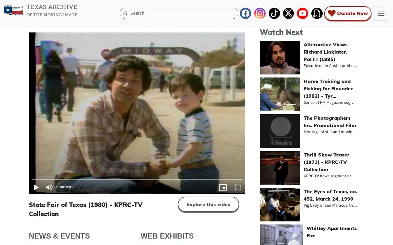 TexasArchive homepage screenshot