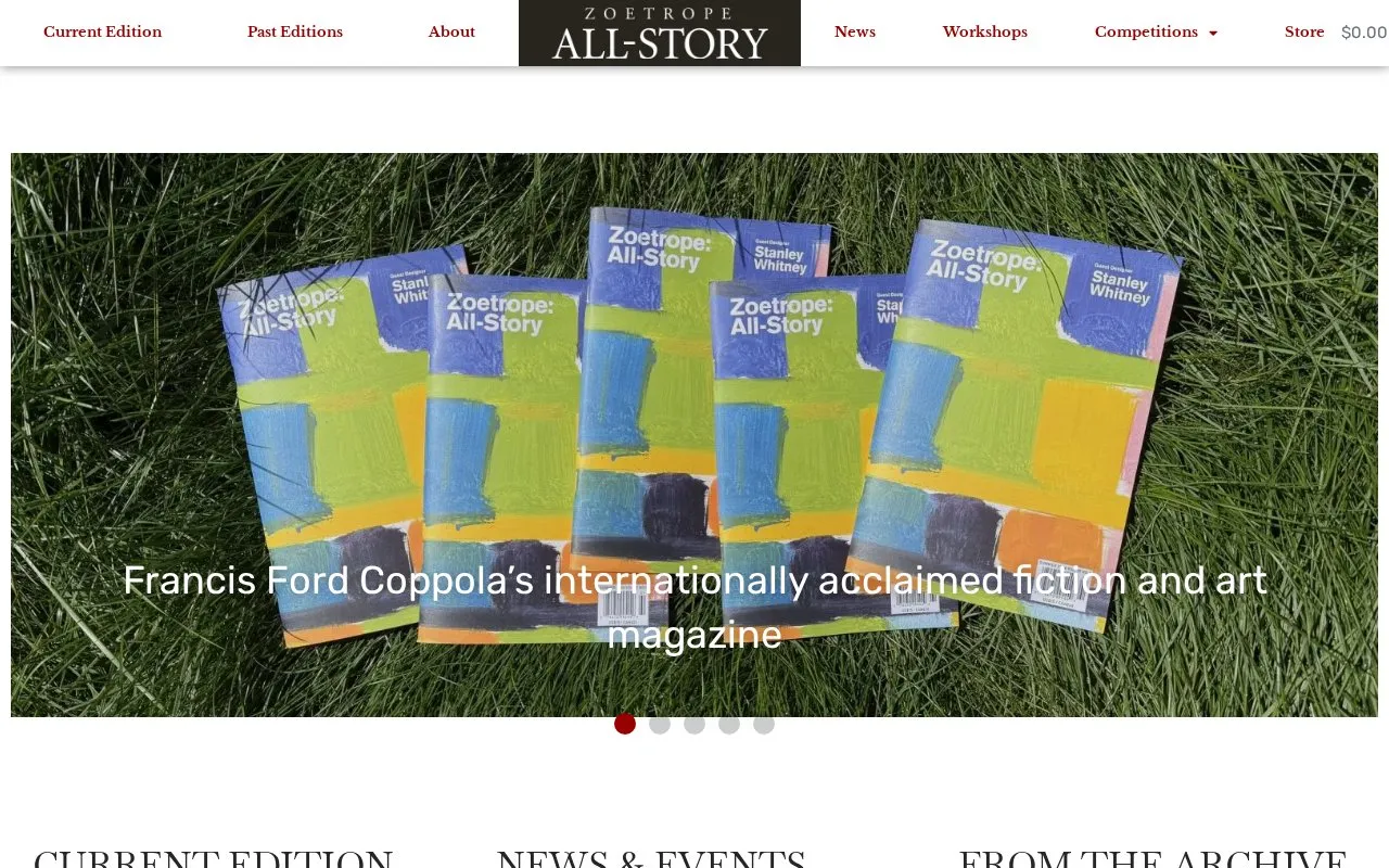 Zoetrope: All-Story homepage screenshot