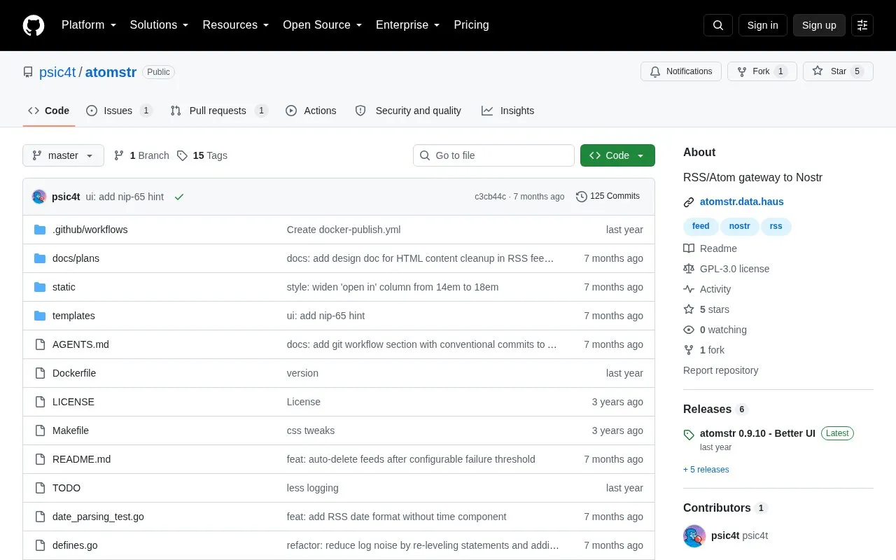 atomstr homepage screenshot