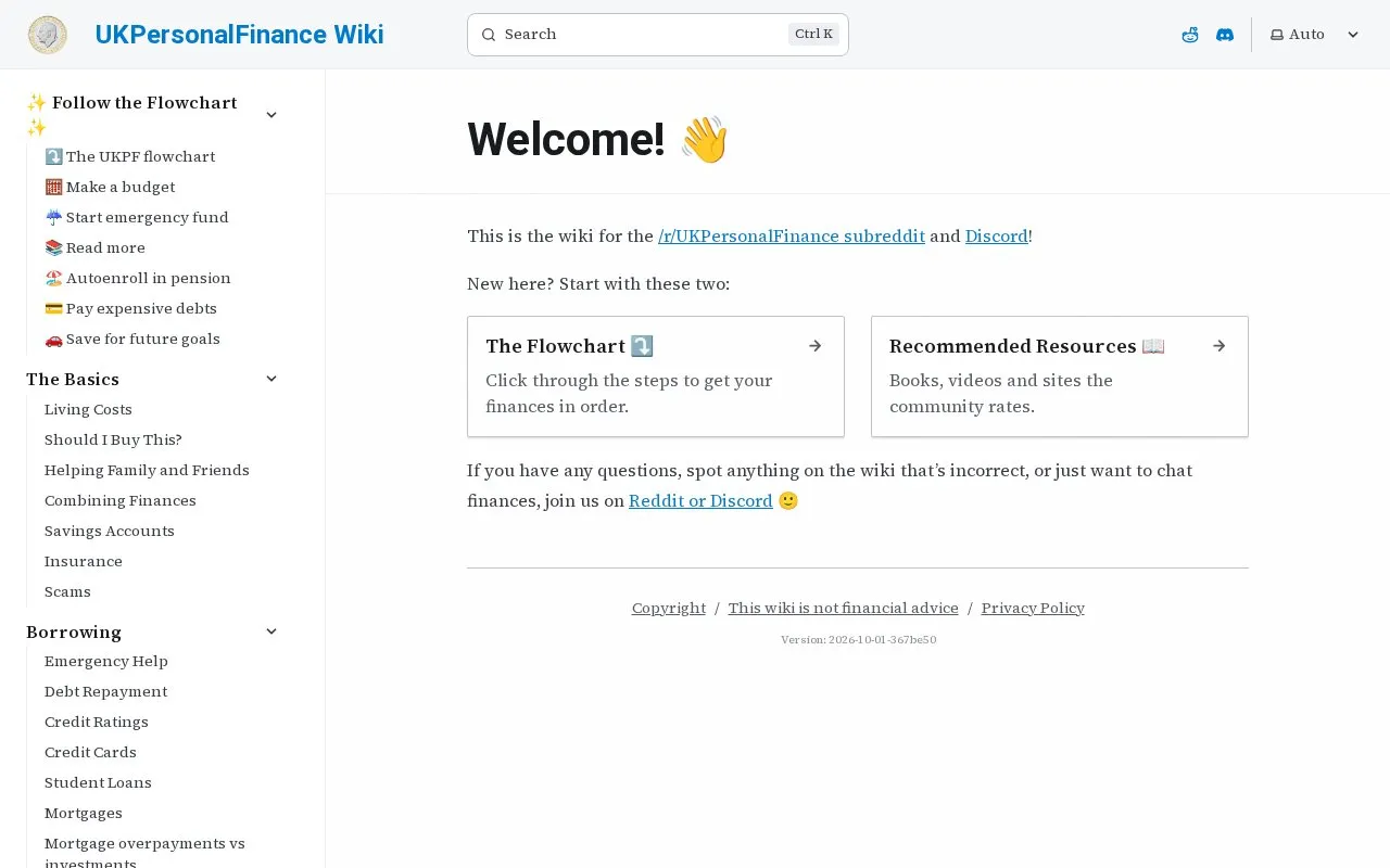 UK Personal Finance homepage screenshot