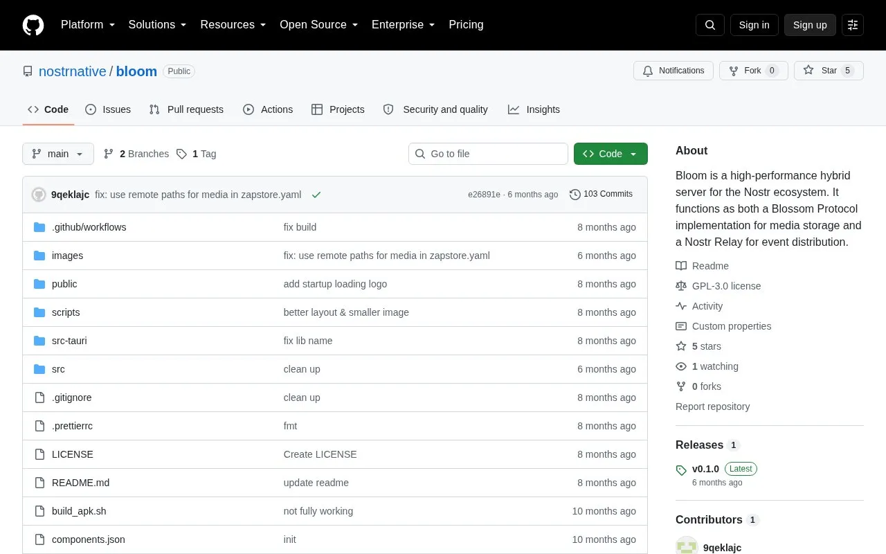 bloom homepage screenshot