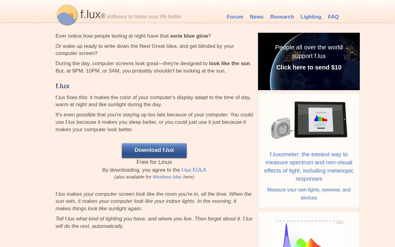 f.lux homepage screenshot