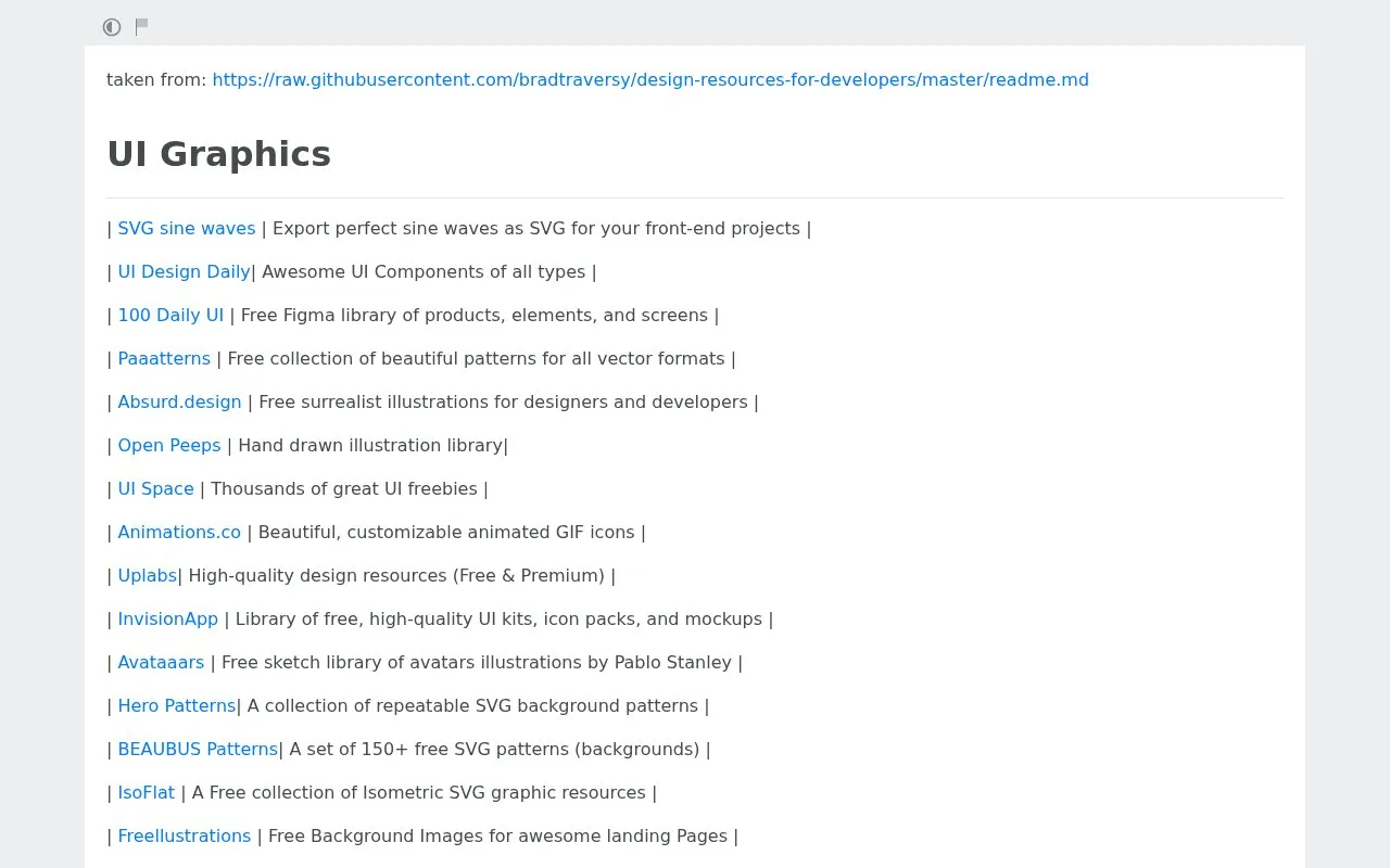 Design Resources homepage screenshot