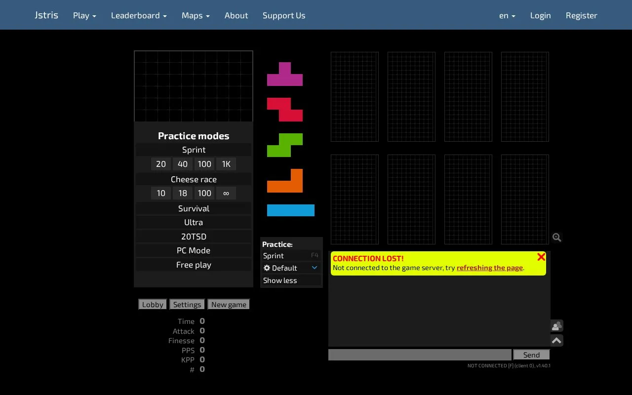 Jstris homepage screenshot