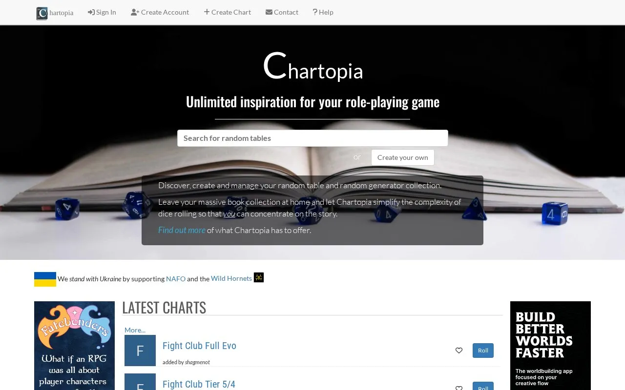 Chartopia homepage screenshot