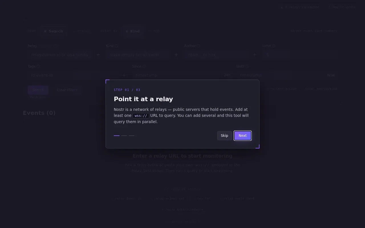 catrya.github.io/Nostr-Events-Monitor homepage screenshot