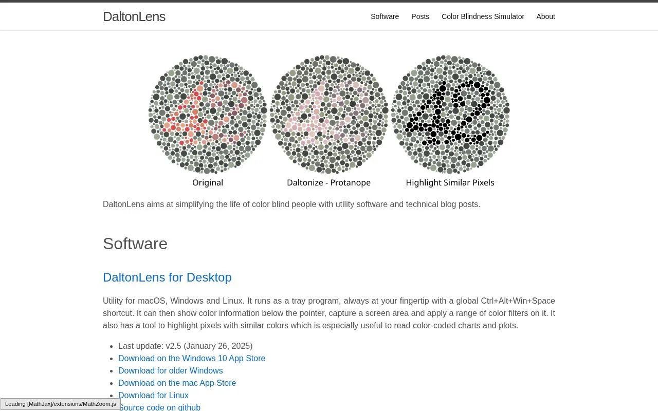 DaltonLens homepage screenshot