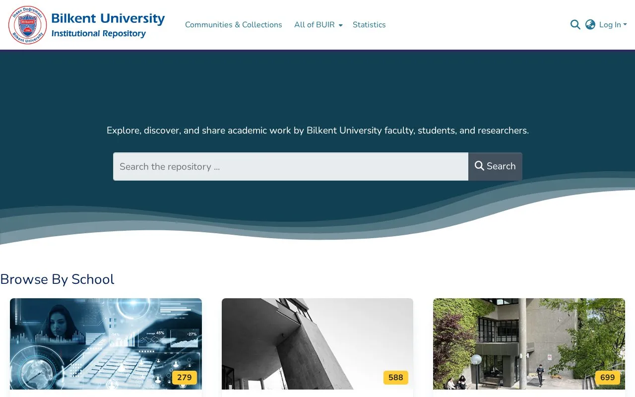 Bilkent University Institutional Repository homepage screenshot