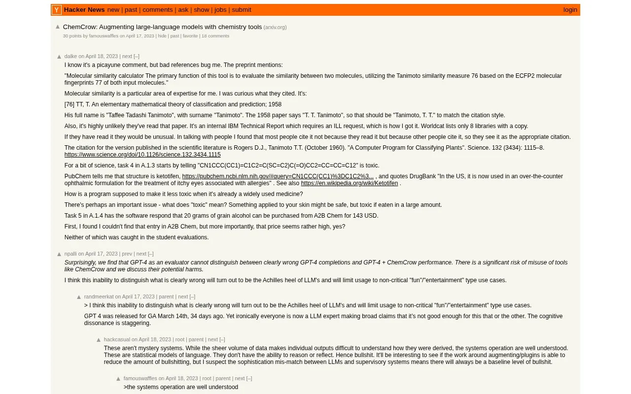 HackerNews Discussion homepage screenshot