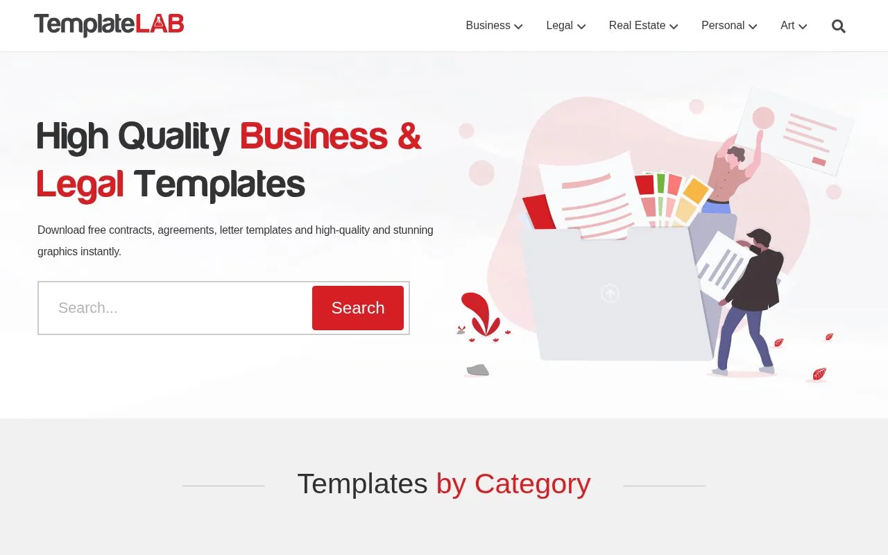 TemplateLab homepage screenshot