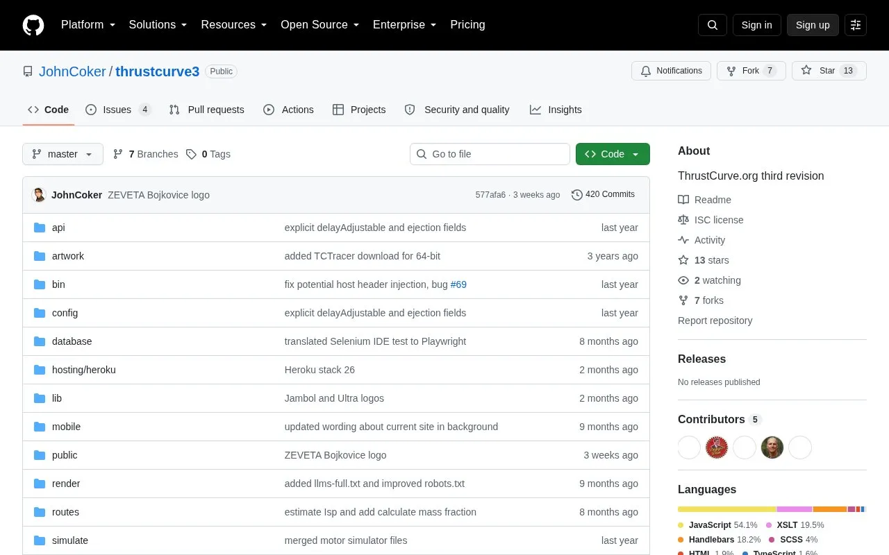 Thrustcurve3 homepage screenshot