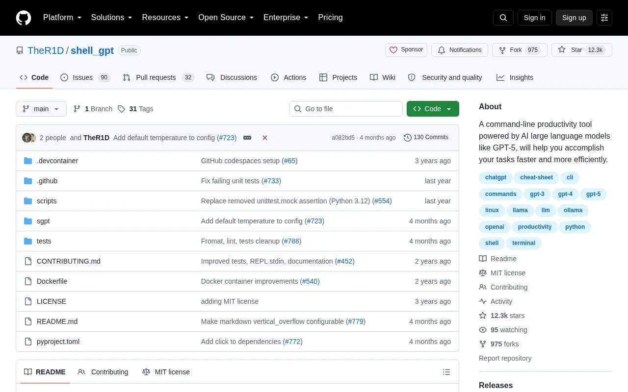 shellgpt homepage screenshot