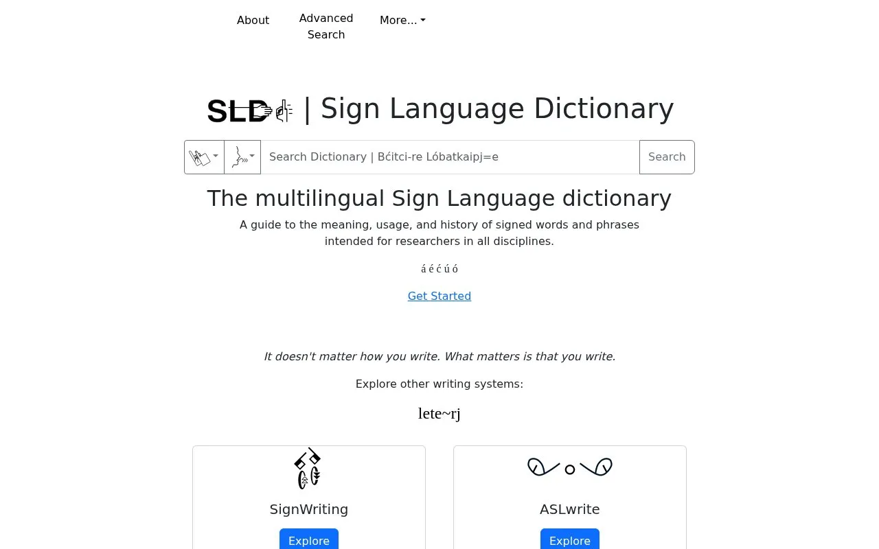 SL Dictionary homepage screenshot