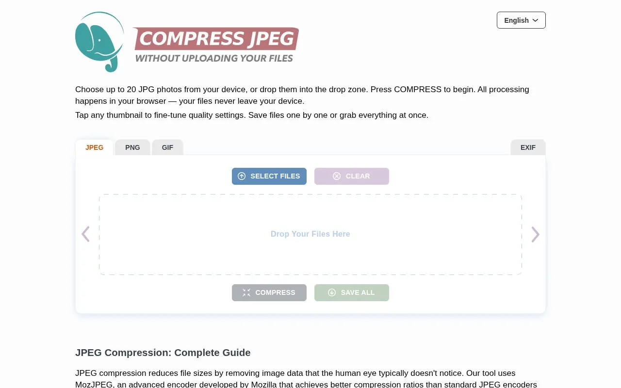 Compress JPEG homepage screenshot