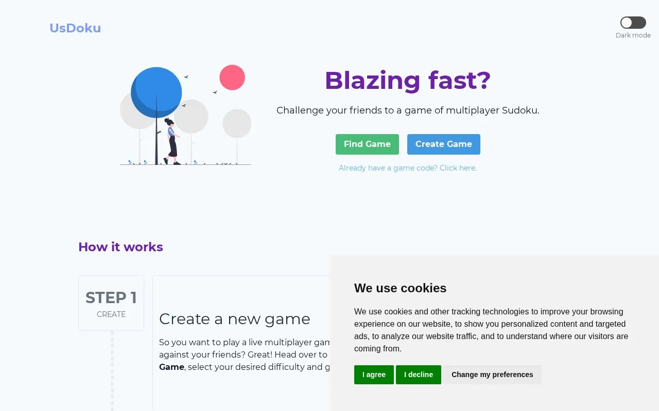 UsDoku homepage screenshot